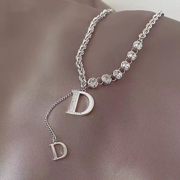 Diamond dangling D necklace. Brand new - Picture 3 of 3